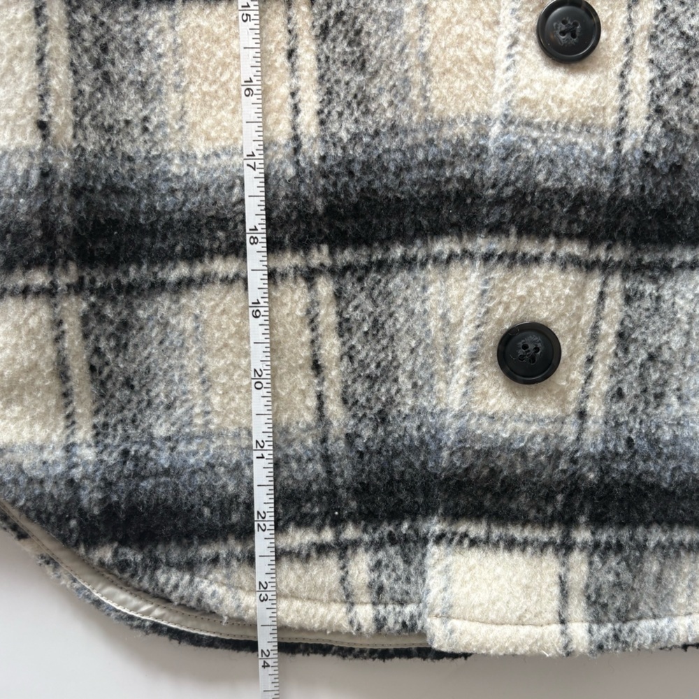 Gap Kids Plaid Shirt Jacket Black Cream Button Front Size M 8-9 - Picture 9 of 9